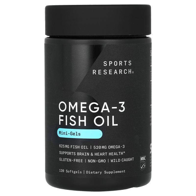 Sports Research,Omega-3 Fish Oil, Mini Gels, 120 Softgels