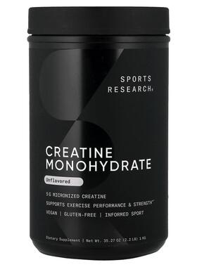 Sports Research,Creatine Monohydrate, Unflavored, 2.2 lb (1