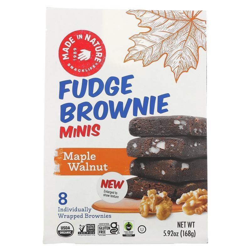 Made in Nature,Fudge Brownie Minis, Peanut Butter, 8 Brownie