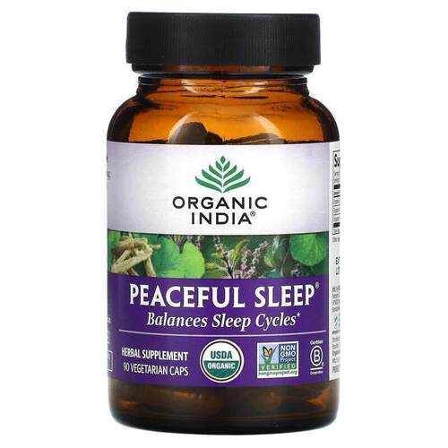 有机印度,Peaceful Sleep，90 粒素食胶囊