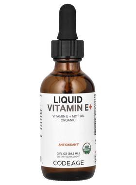 Codeage,Liquid Vitamin E+, Unflavored, 2 fl oz (59.2 ml)