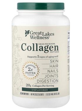 Great Lakes Wellness,草饲牛胶原蛋白多肽，原味，32 盎司（907