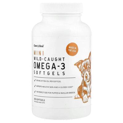Chew + Heal,Mini Wild-Caught Omega-3 Softgels, For Dogs and