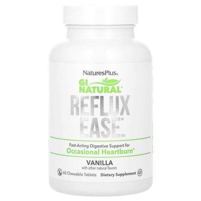 自然加,Gi Natural, Reflux Ease, Vanila, 60 Chewable Tablets