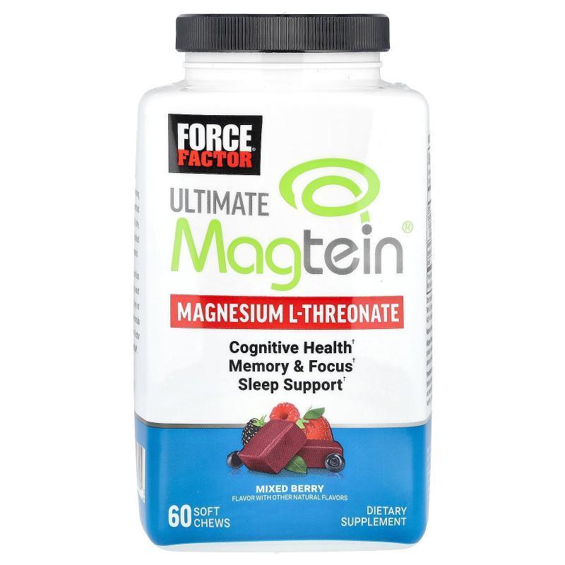 Force Factor,Ultimate Magtein®，L-苏氨酸镁，混合浆果味，60