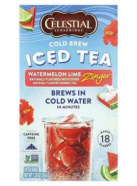 斯乐,Cold Brew Iced Tea, Watermelon Lime Zinger, Caffeine Fr