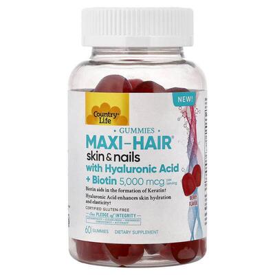乡村生活,Maxi-Hair® Skin & Nails Gummies with Hyaluronic