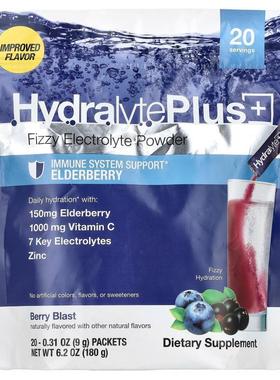 Hydralyte,Hydralyte Plus+, Fizzy Electrolyte Powder, Berry B