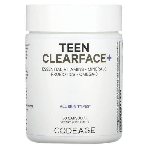 Codeage,Teen Clearface Vitamins，各种肤质，60 粒胶囊