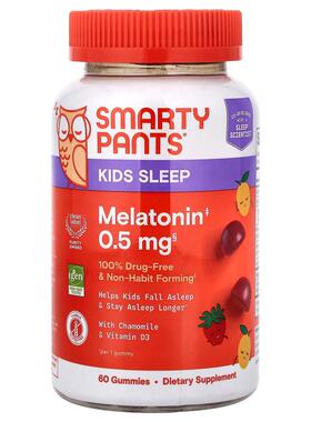 SmartyPants,Kids Sleep, Melatonin Gummies, Strawberry Mango,