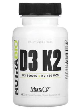 Nutrabio Labs,维生素D与K2，60 粒素食胶囊