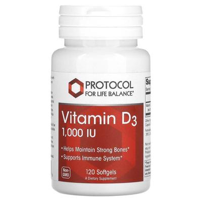 Protocol for Life Balance,维生素 D3，1000 国际单位，120 粒软
