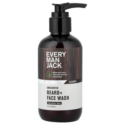 Every Man Jack,Beard + Face Wash, Sensitive Skin, Unscented,