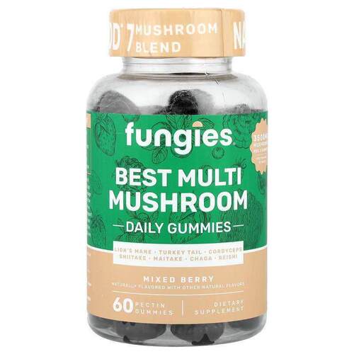 Fungies,Best Multi Mushroom Daily Gummies, Mixed Berry, 60 P