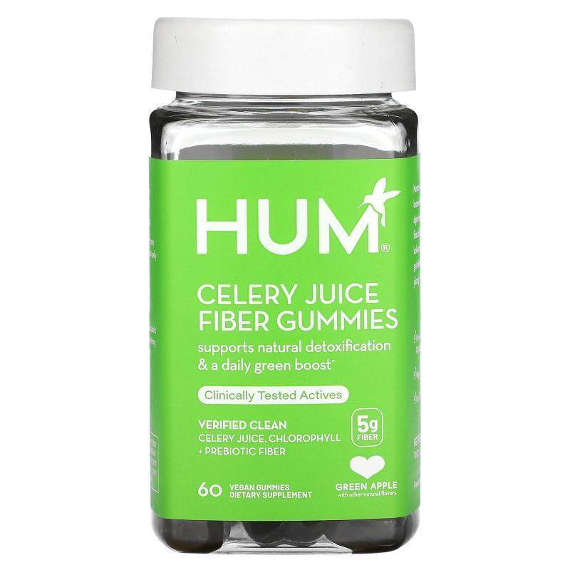 HUM Nutrition,Celery Juice Fiber Gummies, Green Apple, 5 g,
