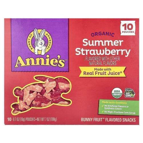 安妮兔子,Organic Bunny Fruit™ Snacks, Summer Strawberry