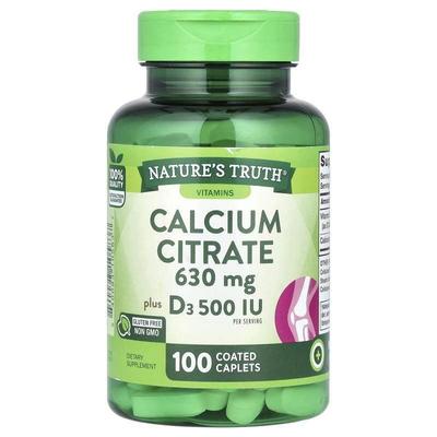 Nature's Truth,Calcium Citrate Plus D3, 100 Coated Caplets