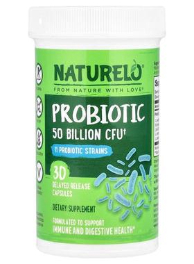 NATURELO,Probiotic, 50 Billion CFU, 60 Delayed Release Capsu