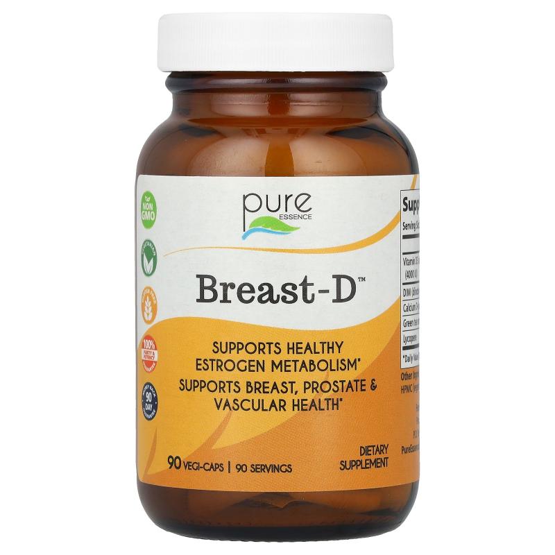 Pure Essence,Breast-D 维生素 D 补充剂，30 粒素食胶囊