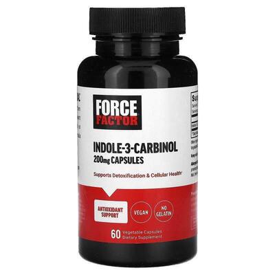 Force Factor,Indole-3-Carbinol, 200 mg, 60 Vegetable Capsule