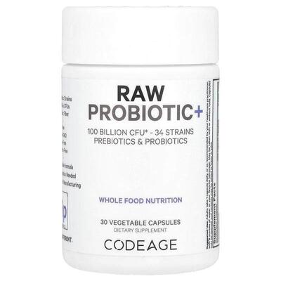 Codeage,Raw Probiotic+, 100 Billion CFU, 30 Vegetable Capsul