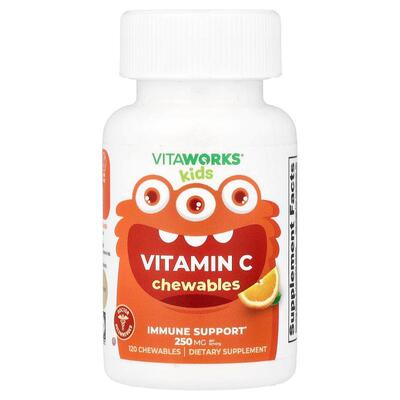 VitaWorks,Kids, Vitamin C Chewables, Sour Orange , 120 Chewa