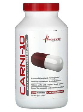 Metabolic Nutrition,Carni-10, 625 mg, 240 Capsules