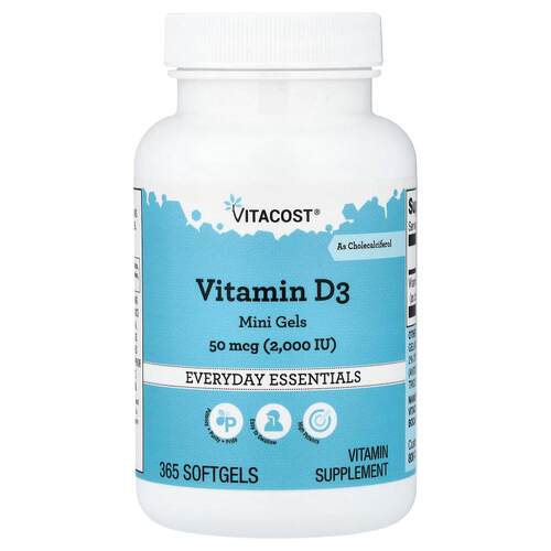 Vitacost,Vitamin D3, Mini Gels, 50 mcg (2,000 IU), 365 Softg