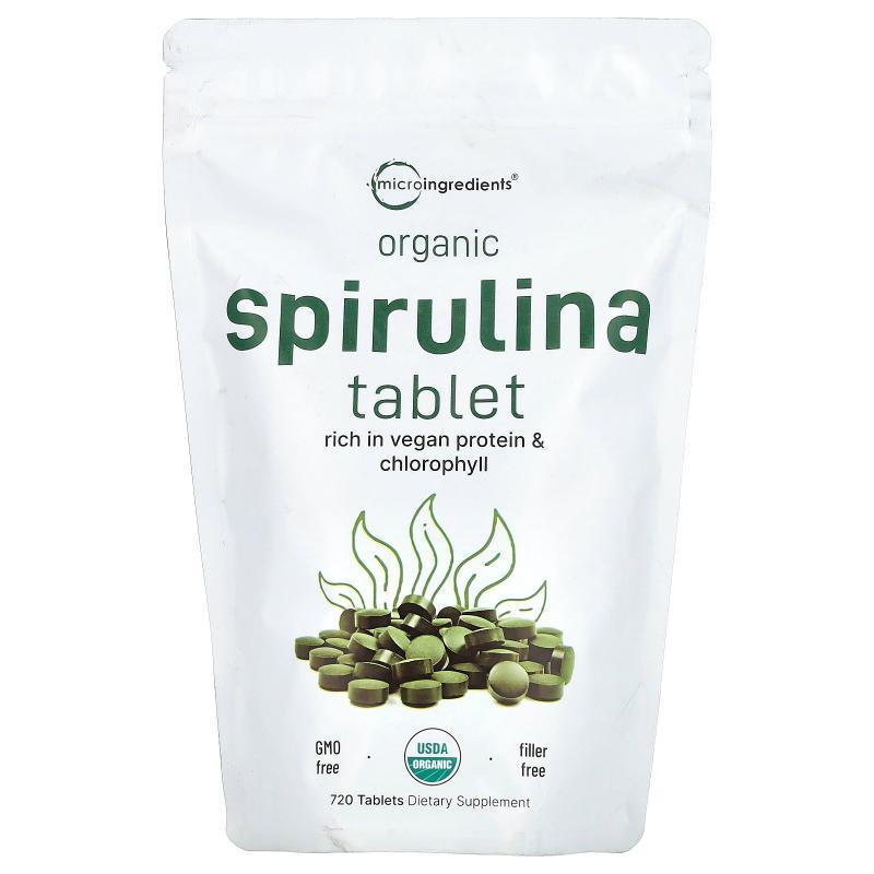 Micro Ingredients,Organic Spirulina Tablet, 720 Tablets