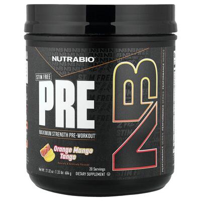 Nutrabio Labs,PRE-Workout, Stim Free, Orange Mango Tango, 1.