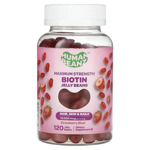 Human Beanz,Biotin Jelly Beans, Maximum Strength, Strawberry