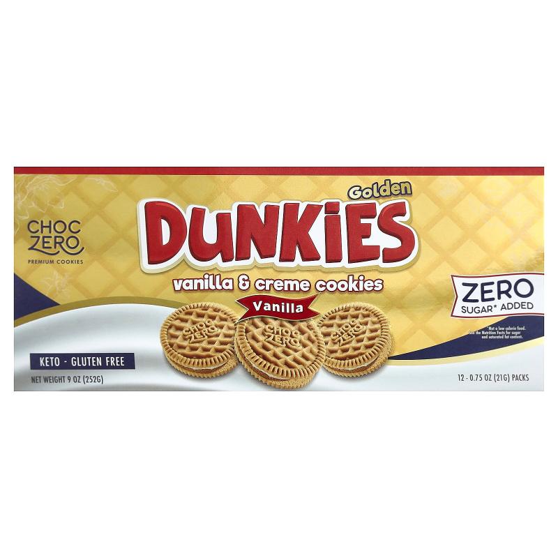 ChocZero,Golden Dunkies, Vanilla & Creme Cookies, Vanilla, 1