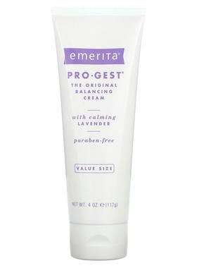 Emerita,Pro-Gest 原配方天然平衡霜，含舒缓薰衣草味，4盎司（11