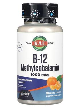 KAL,B-12甲钴胺，柑橘味，1000微克，90微片