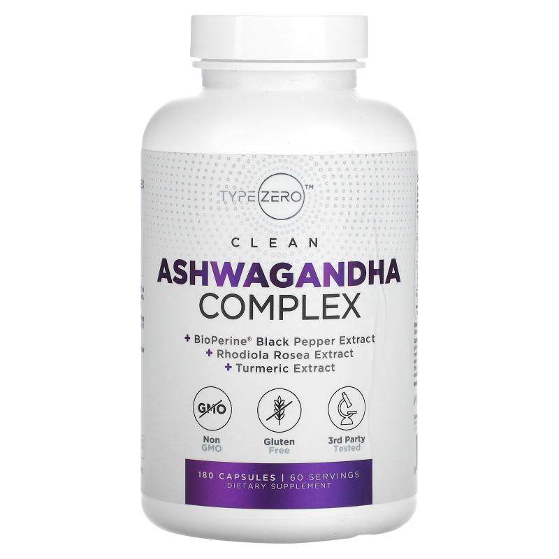 TypeZero,Clean, Ashwagandha Complex, 180 Capsules