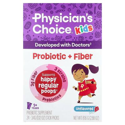Physician's Choice,Kids Probiotic + Fiber, 1+ Years, Unflavo