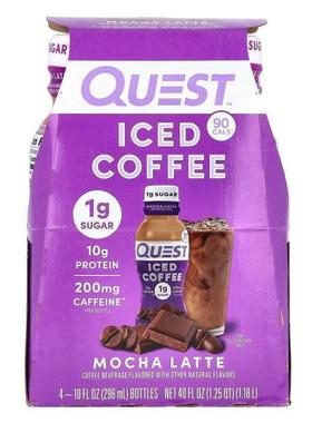 Quest Nutrition,Iced Coffee, Mocha Latte, 4 Bottles, 10 fl o