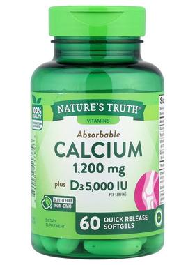 Nature's Truth,Absorbable Calcium Plus D3, 60 Softgels