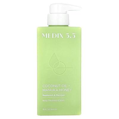 Medix 5.5,身体护理霜，椰子油 + 麦卢卡蜂蜜，15 液量盎司（444