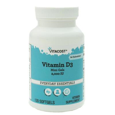 Vitacost,Vitamin D3 Mini Gels, 50 mcg (2000 IU), 120 Softgel