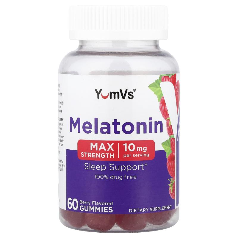 YumVs,Melatonin Gummies, Max Strength, Berry, 60 Gummies