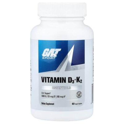 GAT,Sport, Essentials, Vitamin D3 + K2, 60 Veggie Capsules
