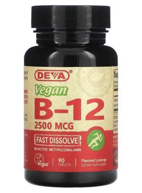Deva,全素 B12，速溶，2500 微克，90 片