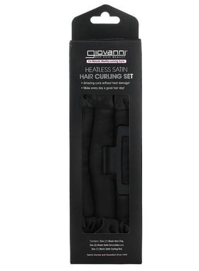 乔凡尼,Heatless Satin, Hair Curling Set, Black, 4 Piece