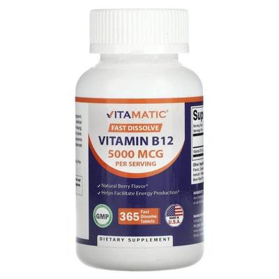 Vitamatic,Vitamin B12, Natural Berry, 2,500 mcg, 365 Fast Di