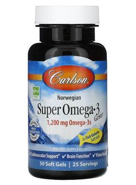 Carlson,Super Omega-3 Gems, 600 mg, 50 Soft Gels