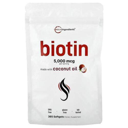 Micro Ingredients,生物维生素，5000 微克，365 粒软胶囊