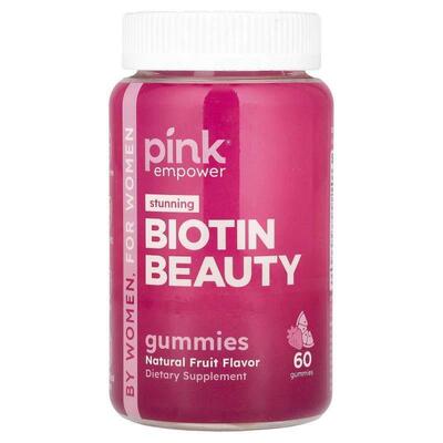 Pink,Stunning Biotin Beauty，天然水果味，60 粒软糖
