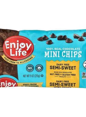 享受生活食品,100% Real Chocolate Mini Chips, Semi-Sweet, 9 o