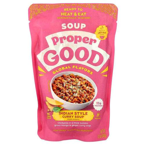 Proper Good, Inc,Indian Style Curry Soup, Chana Masala, Medi